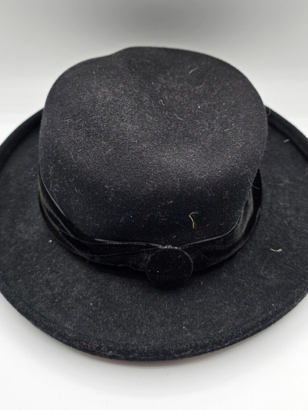 Lite Felt by Commodore black wool felt gambler-style hat Vintage
